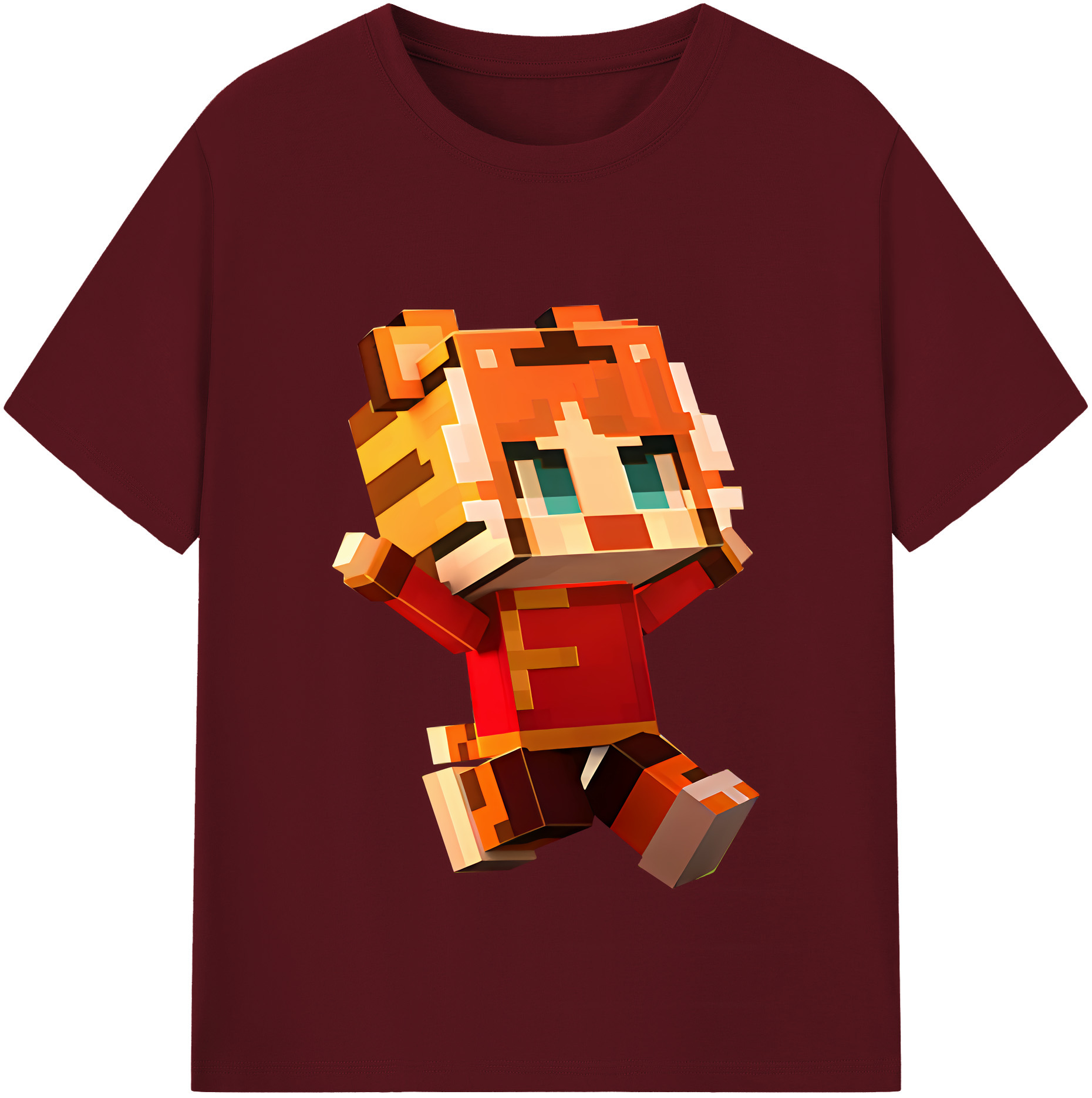 （画像用） マインクラフト ブロックの世界 Minecraft MC Block world 綿100％半袖Tシャツ（フロントプリント）
